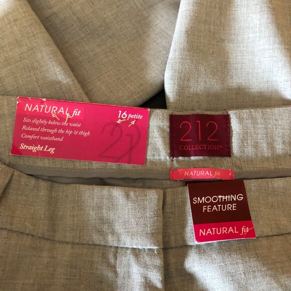 212 Collection Straight Leg Pants Womens Size 16 Petite Light Gray Trousers NEW - Picture 4 of 8